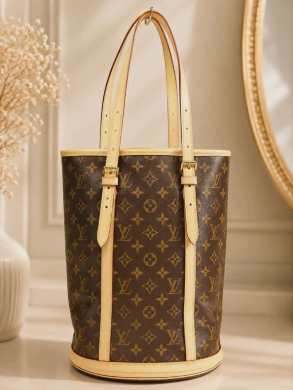 Authentic Louis Vuitton Bucket GM Monogram Canvas Shoulder Tote Bag Vintage